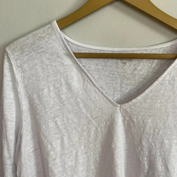 Garnet Hill White Linen Asymmetrical Hem Top - Picture 7 of 9
